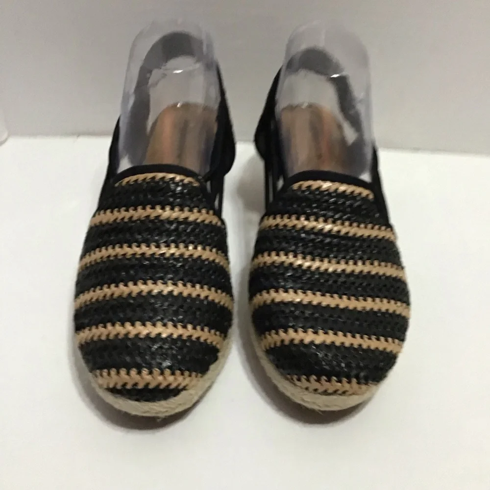 Comfortview Womens Black Brown Slingback The Clea Wedge Espadrille Size‎ 8